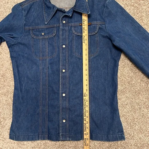 Vintage Sedgefield Denim Jacket Men Size Large Made in USA Pearl Snap Rockabilly - Picture 4 of 6